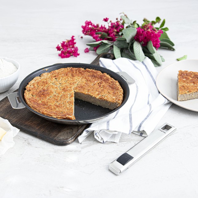 Poêle antiadhésive en inox brossé amovible 4