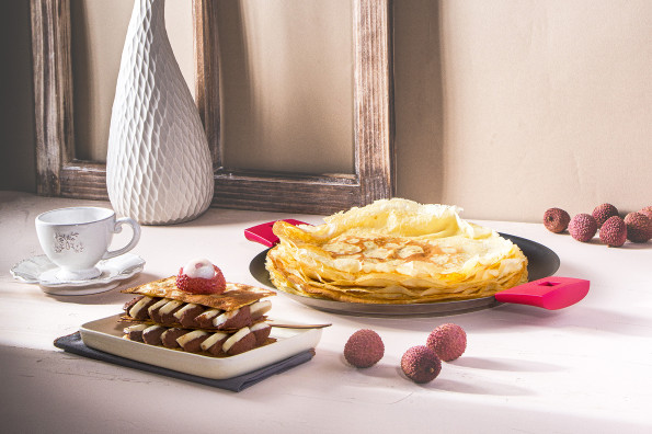 Chocolate-Banana-Lychee Crepe Millefeuille