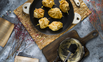 Surprise Crepe Dumplings with Diplomat Cream