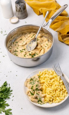 Poulet crémeux & spaetzles : un plat réconfortant