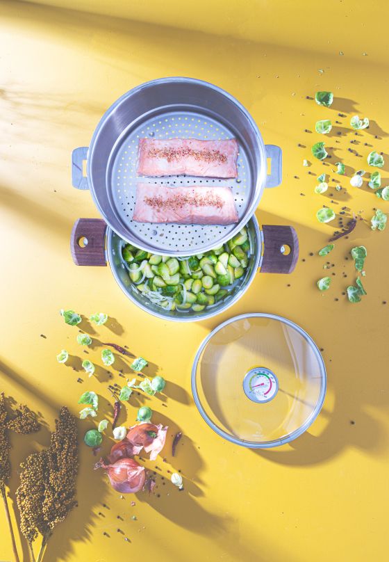 SAUMON AU MÉLANGE DU TRAPPEUR ET CHOUX DE BRUXELLES