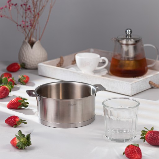 Set of 3 brushed stainless steel saucepans + 1 removable Zenith handle 3