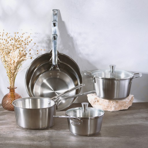 Faitout en inox brossé avec couvercle en verre 6