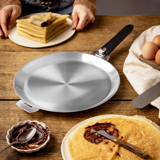 Poêle à crêpes en inox - poignée amovible Inox 2