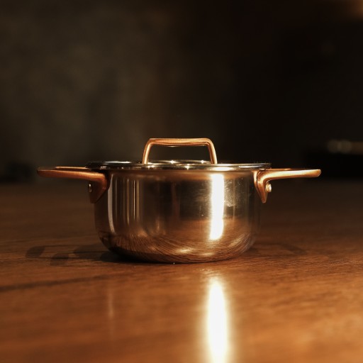 Mini faitout en inox à anses cuivrées avec couvercle Inox 2