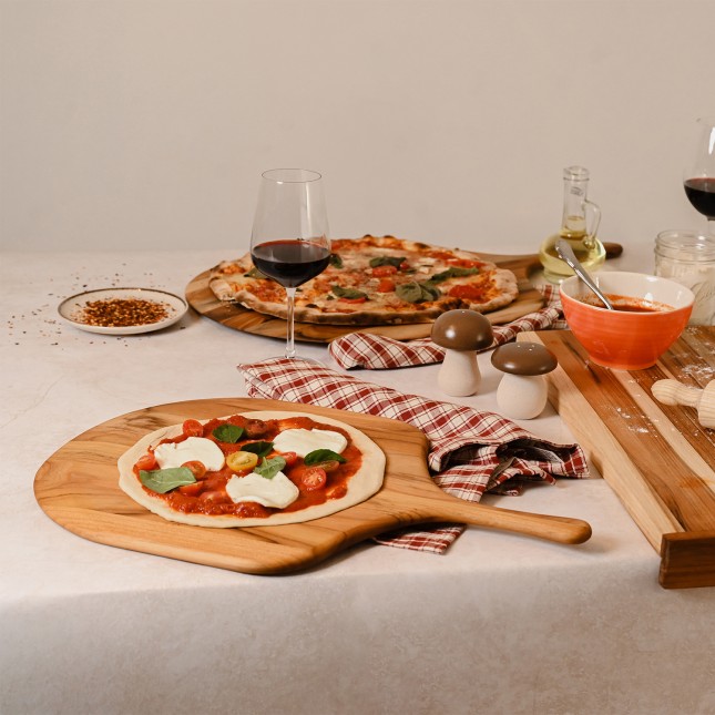 Planche de service pour pizza en teck bois de fil - Canoe 3