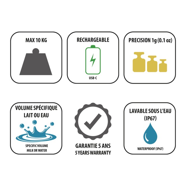Rechargeable electronic kitchen scale 10 kg 3