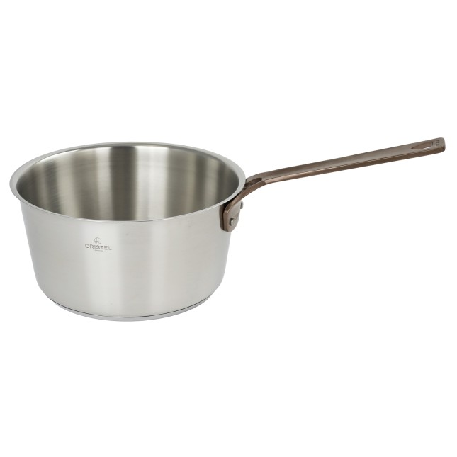 Casserole en inox brossé poignée cuivrée Inox