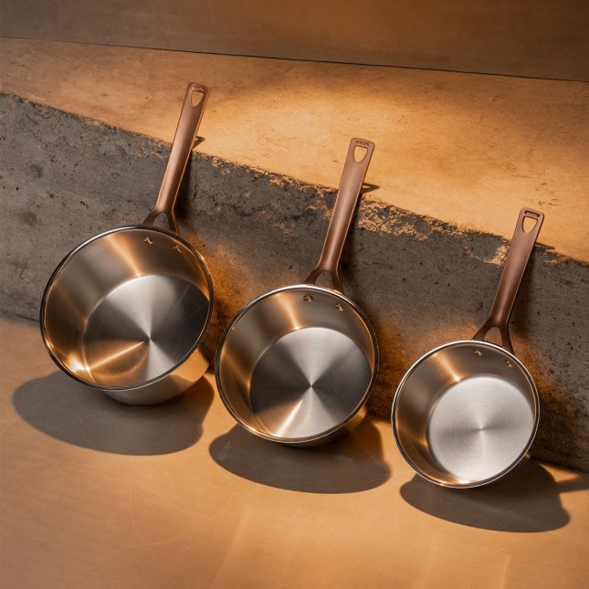 Casserole en inox brossé poignée cuivrée Inox 4