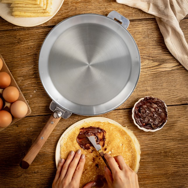 Poêle à crêpes en inox - poignée amovible Inox 3