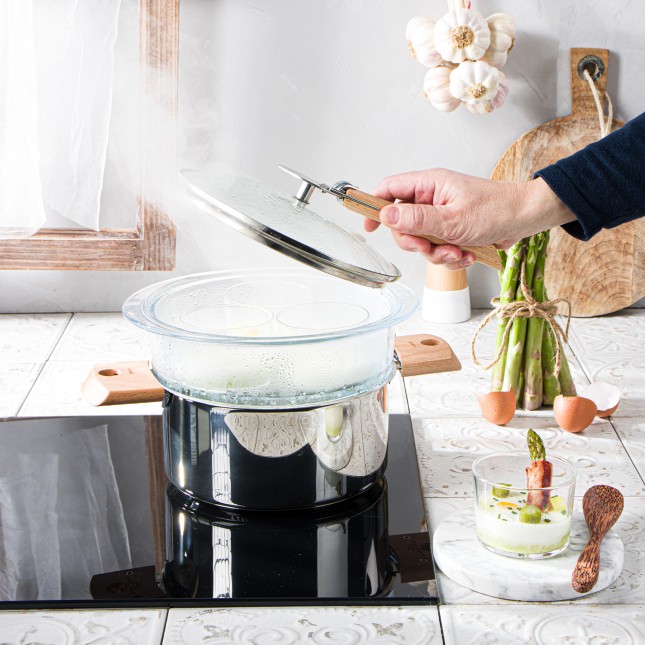 Cuit-vapeur en verre avec couvercle 4