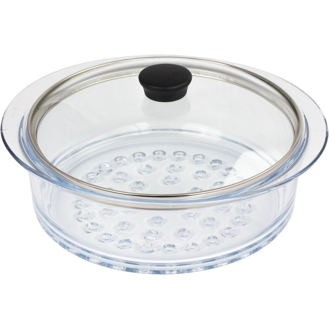 Glass steam cooker insert and glass lid 2