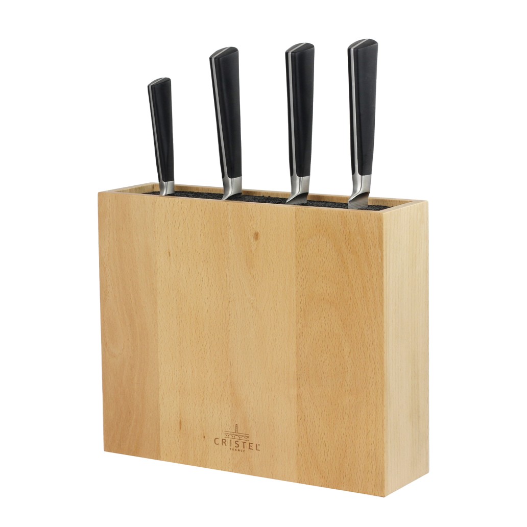 Rectangular beech wood knife block 4