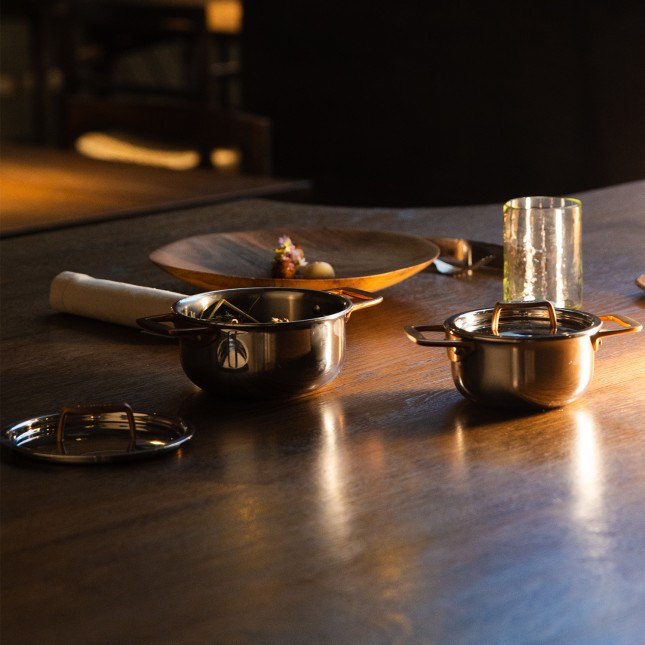 Mini faitout en inox à anses cuivrées avec couvercle Inox 4