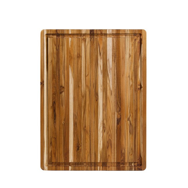 Planche à découper en teck bois de fil avec rigole - Tradition 2