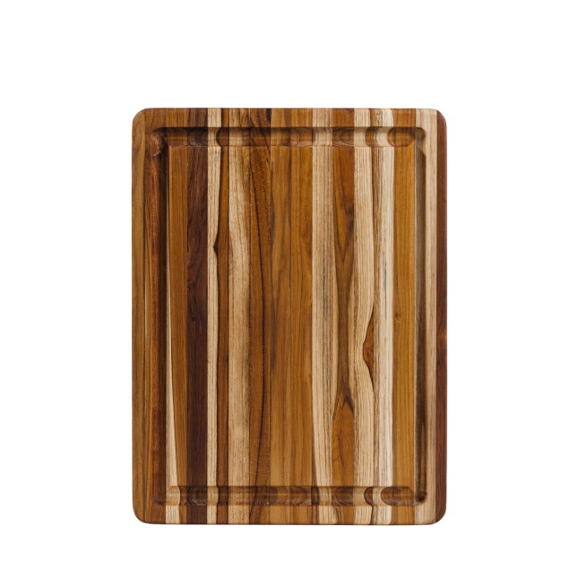 Planche à découper en teck bois de fil avec rigole - Tradition