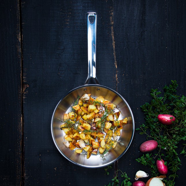 Brushed stainless steel frying pan 9