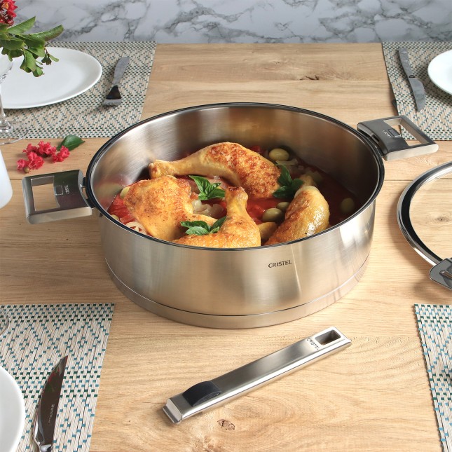 Brushed stainless steel  sautépan - removable 9
