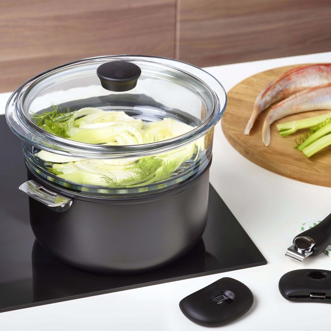 Glass steam cooker insert and glass lid 4