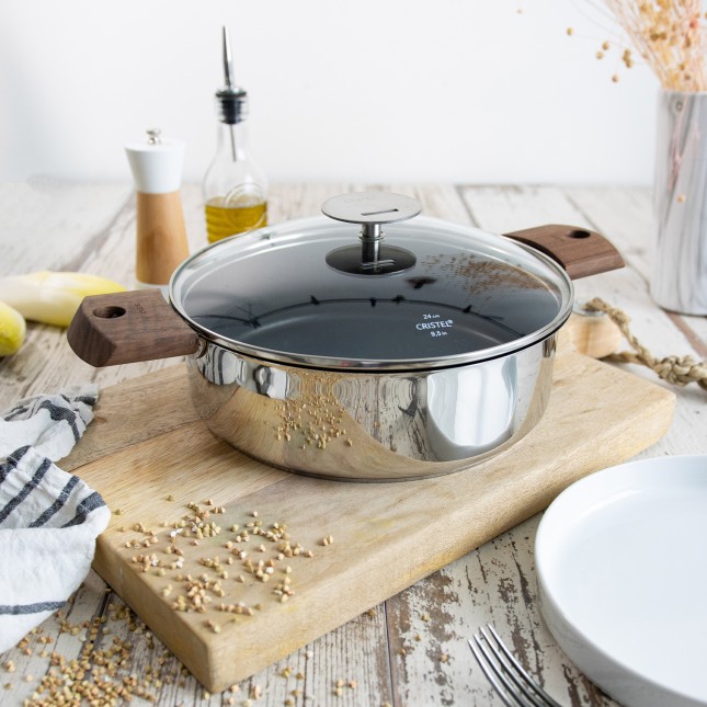 Stainless steel sautépan, non-stick coating - removable 4