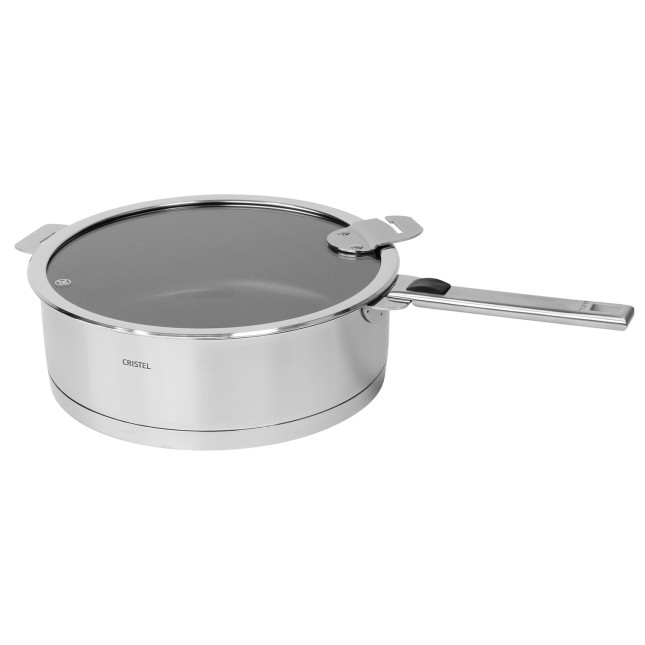 Brushed stainless steel sautépan, non-stick coating - removable 3