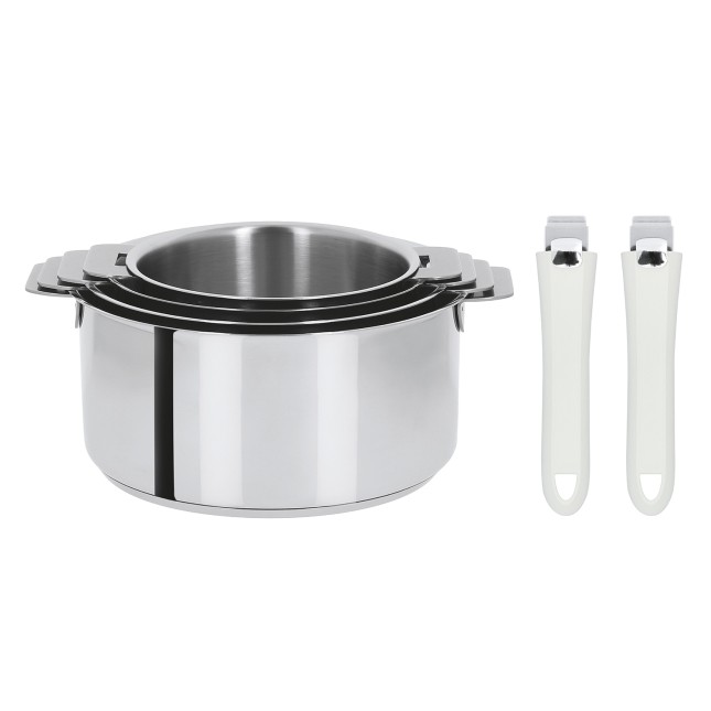 Set de 4 casseroles inox + 2 poignées amovibles colorées Noir 6
