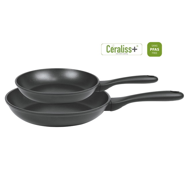 Set 2 poêles antiadhésives en aluminium, revêtement céramique Céraliss+ Noir