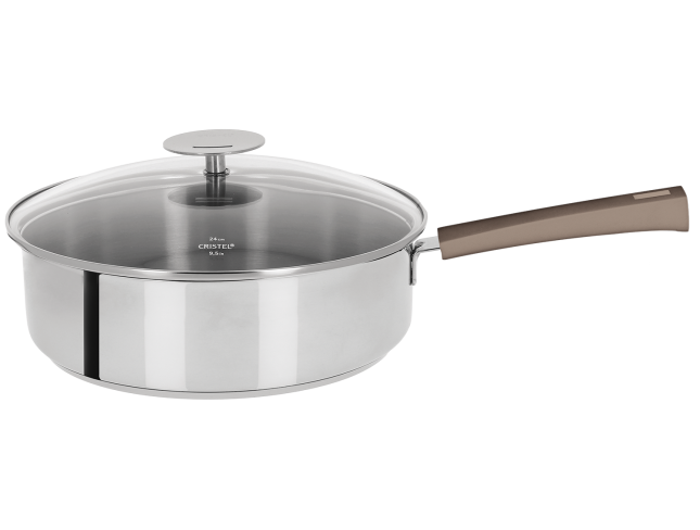 Sauteuse inox avec anti-adhérent Exceliss Taupe - Cristel