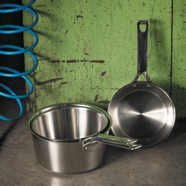 Brushed-finish stainless saucepan 6
