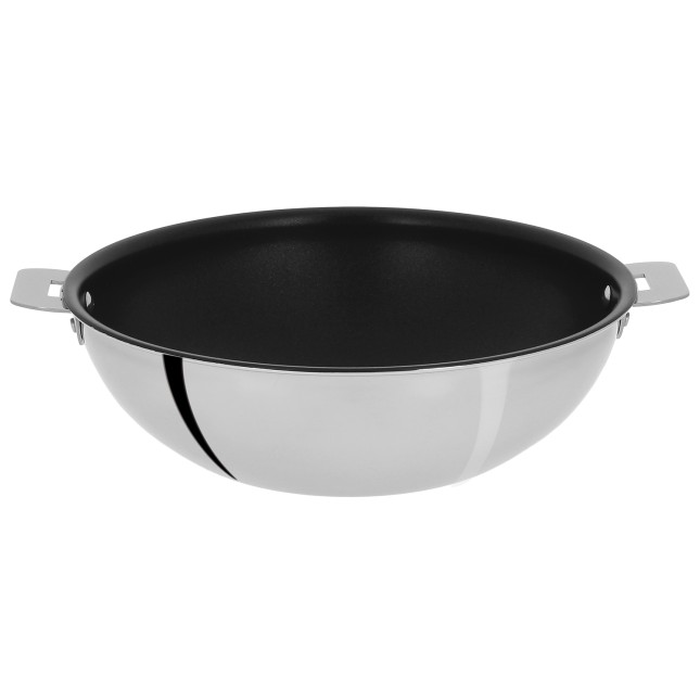 Wok with non-stick coating and removable handle