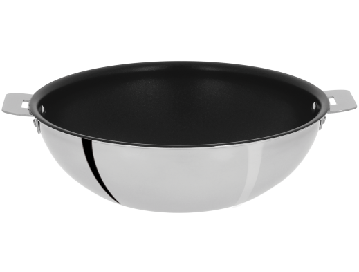 Stainless wok - Exceliss non-stick coating - Removable Casteline - Cristel