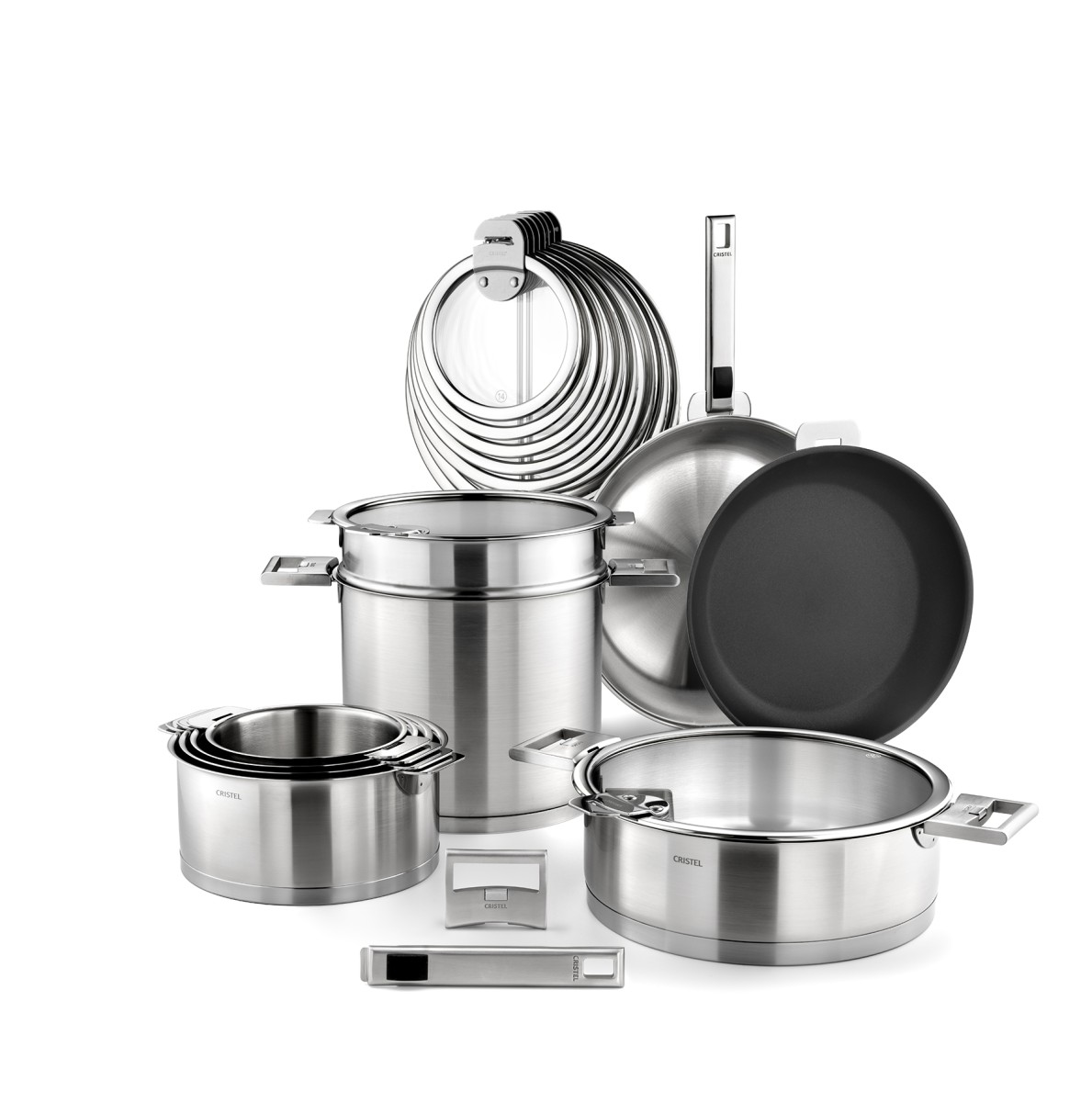 Série de 4 casseroles inox Strate Amovible, Casseroles Cristel