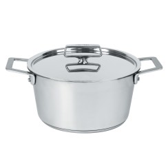 Faitout en inox brossé avec couvercle plat - Cristel