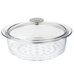 Dämpfaufsatz aus Glas mit Deckel - Cristel