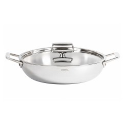 Stainless steel sauté pan with two side handles and lid - Cristel