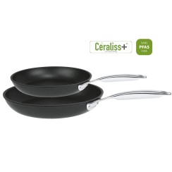 Set de 2 poêles antiadhésives en aluminium Ø24 et 28 cm - revêtement céramique Céraliss+ - Cristel