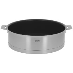 Brushed stainless steel sautépan, non-stick coating - removable - Cristel