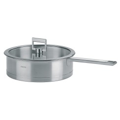 Brushed stainless steel sautépan with flat lid - Cristel