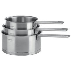 Set of 3 brushed stainless steel saucepans - Cristel