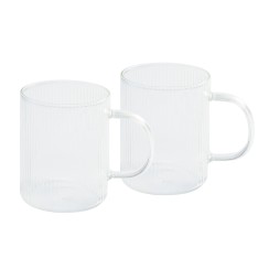 Set of 2 Darjeeling ribbed glass mugs - Cristel