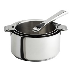 Set of 3 stainless steel saucepans + 1 removable handle - Cristel
