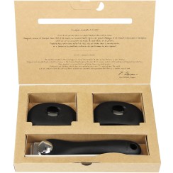 Set of removable handle and 2 side handles in black bakelite - Cristel