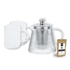 Darjeeling teapot and 2 glass mugs set - Cristel