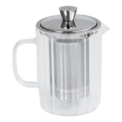 Breakfast - ribbed glass teapot with unscrewable filter - Cristel