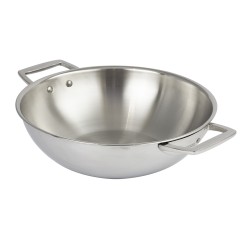 Stainless steel wok with 2 fixed side handles - Cristel