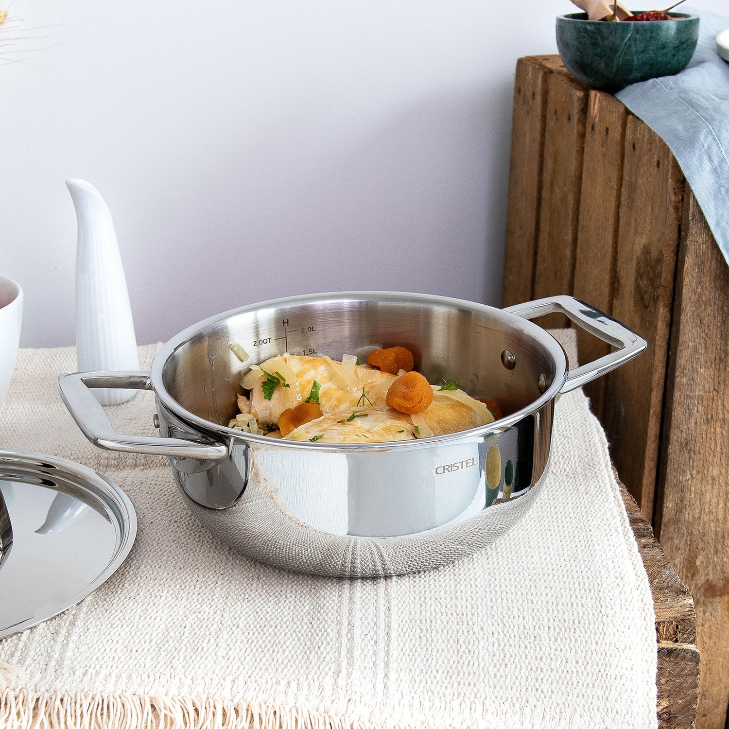 Cristel ミルクポット 1.5クォート 銀 グラフィット ミルクポット14cm