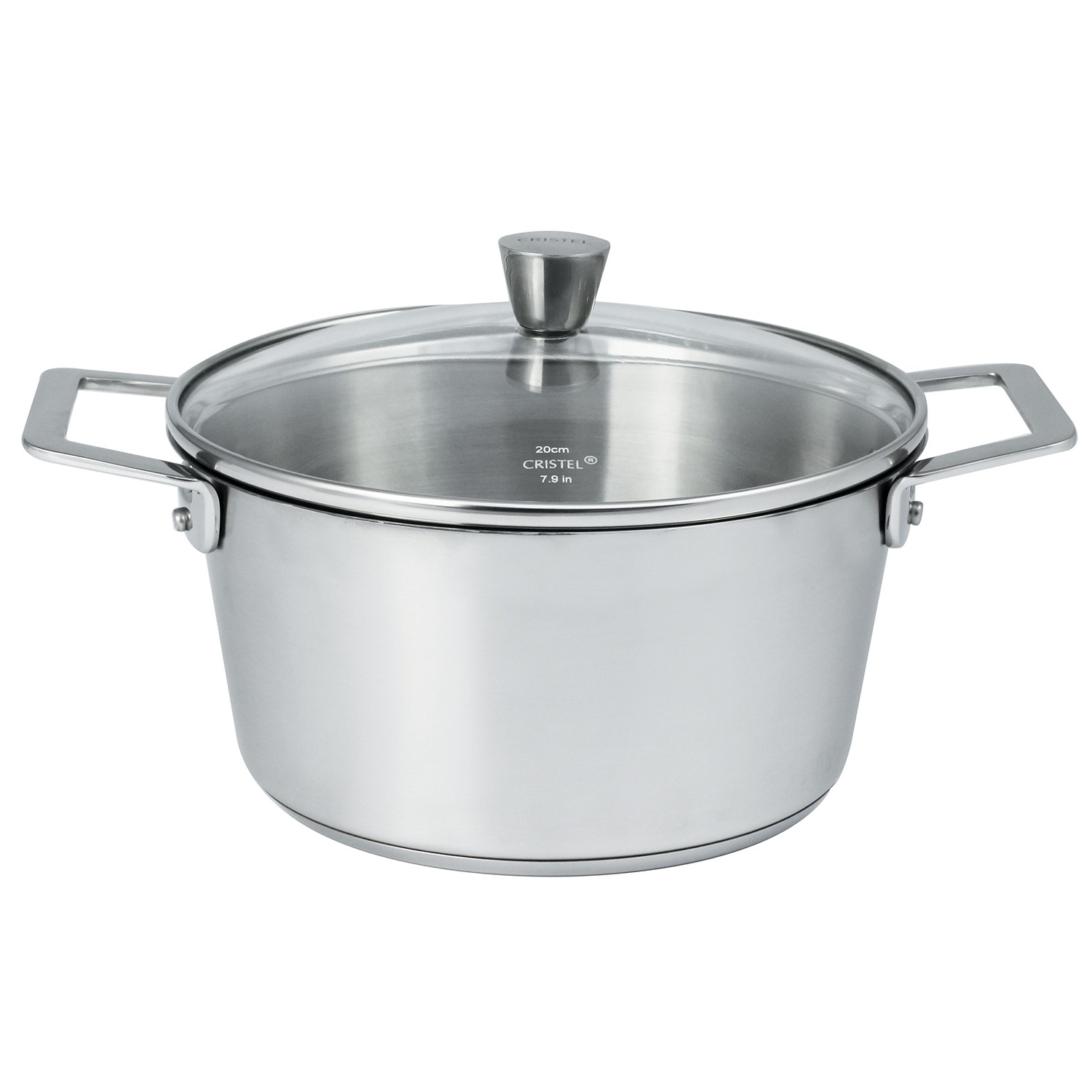 Brushed stainless steel stewpot with glass lid - 1826 fixed handle