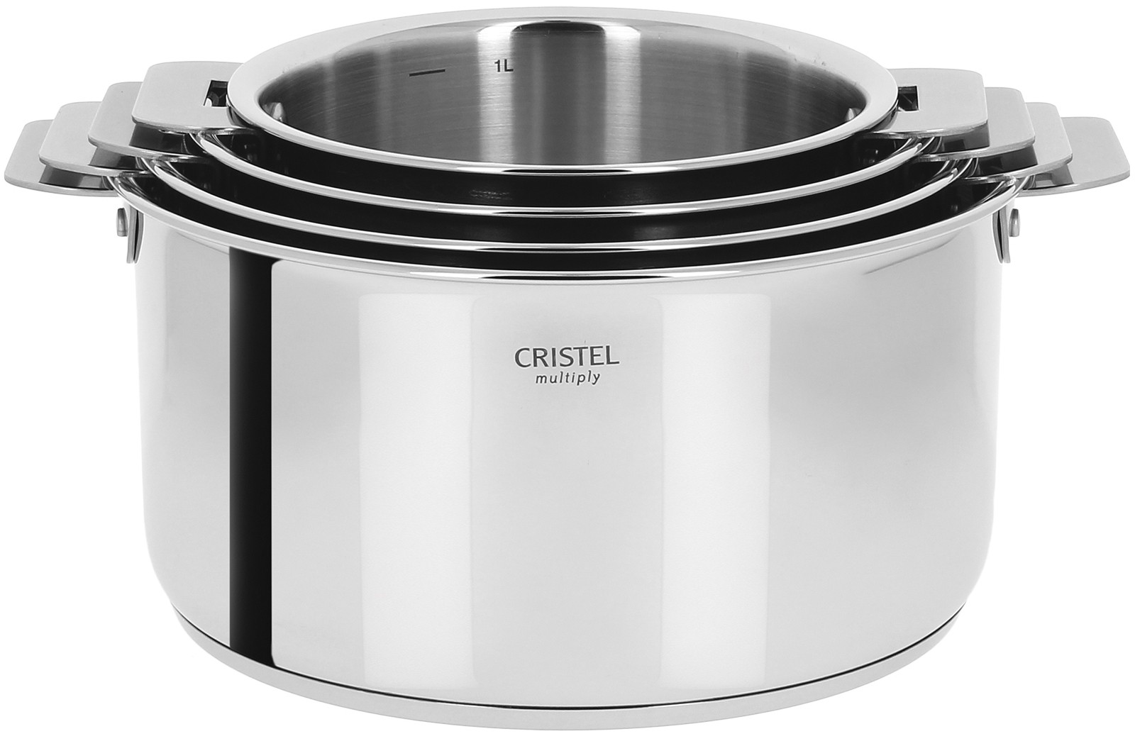 Série de 4 casseroles inox Casteline amovible, Casseroles Cristel
