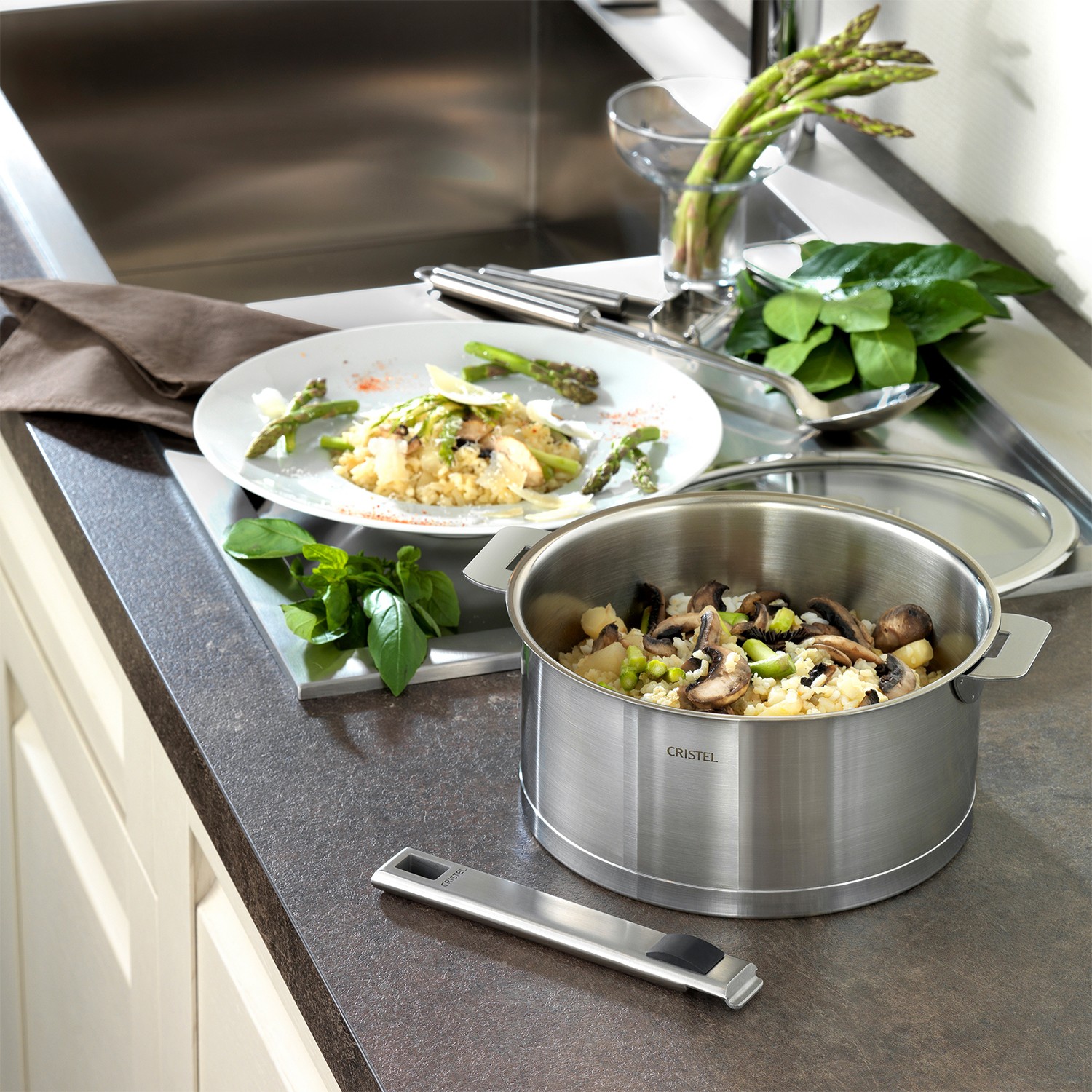 Stainless steel saucepan with removable handle - Strate removable