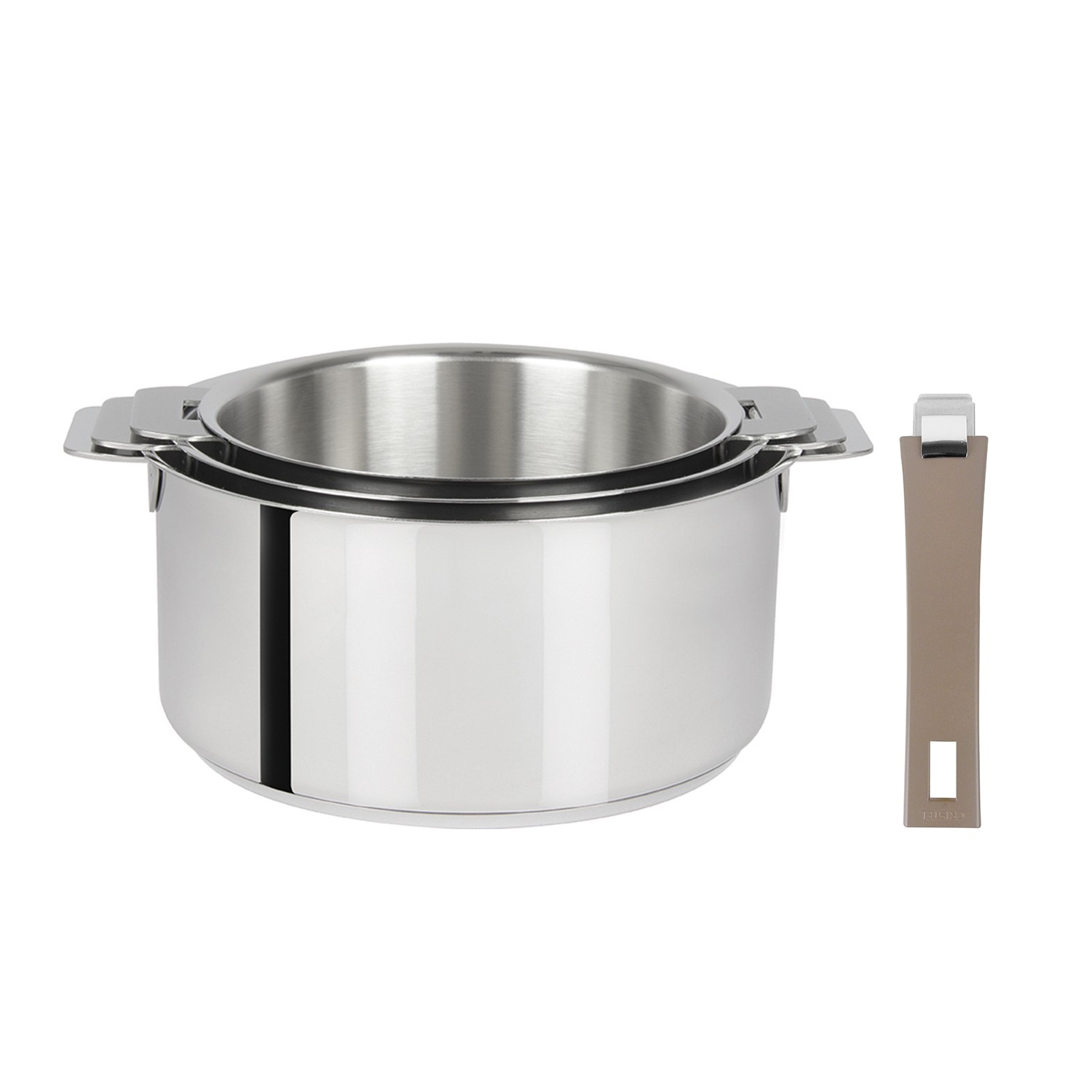 Série de 3 casseroles + 1 poignée amovible Mutine amovible